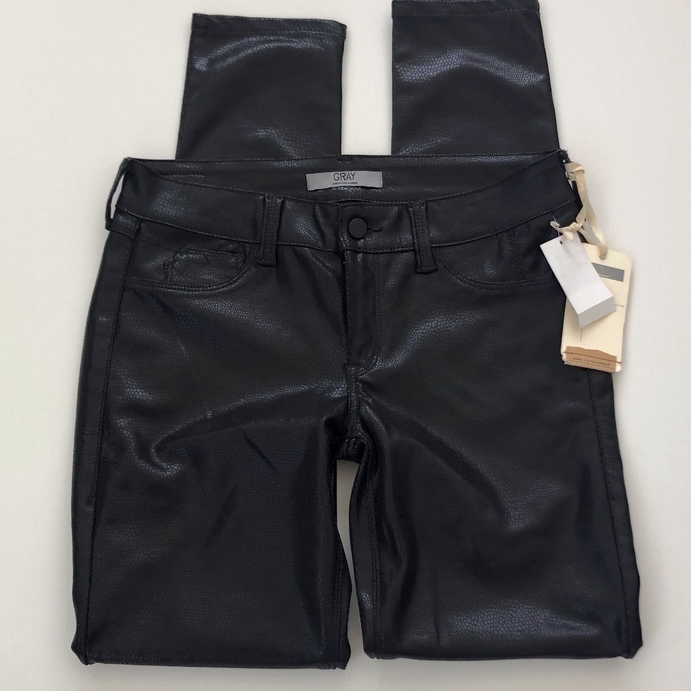 GRAY Saks Fit Avenue Black Sparkle Coated Pants 28